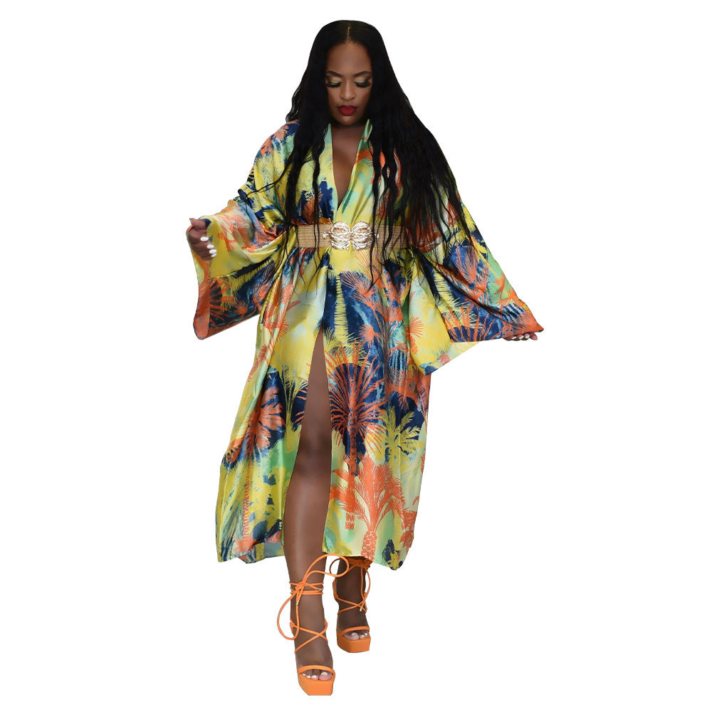 Women Casual Long Sleeve Print Robe 24