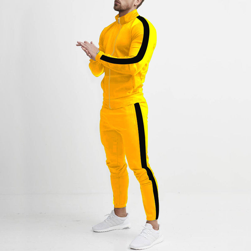 Autumn And Winter Casual Men's Sports Suits Color Matching Men's Casual Trendy Two Piece Tracksuit
