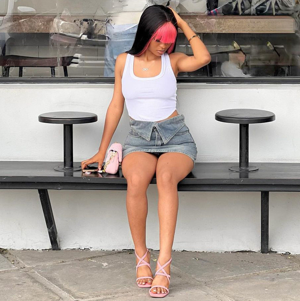 Women Summer Sexy Bodycon Denim Mini Skirt 5