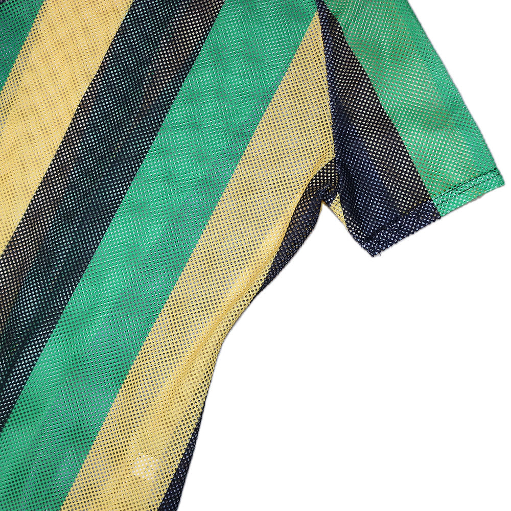 Women's summer short-sleeved striped color-block slit dress 23