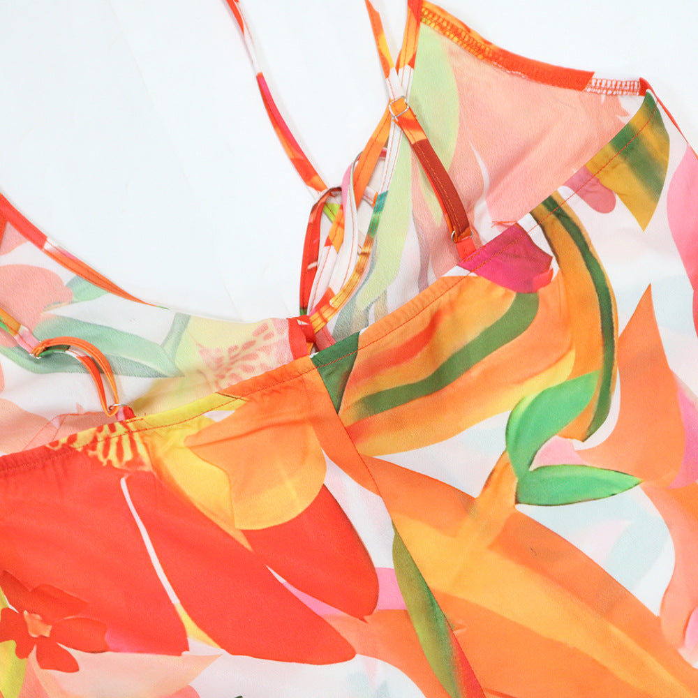 Women Suspender Lace-up Sexy Top Wide-Leg Pants Two-Piece Set 16