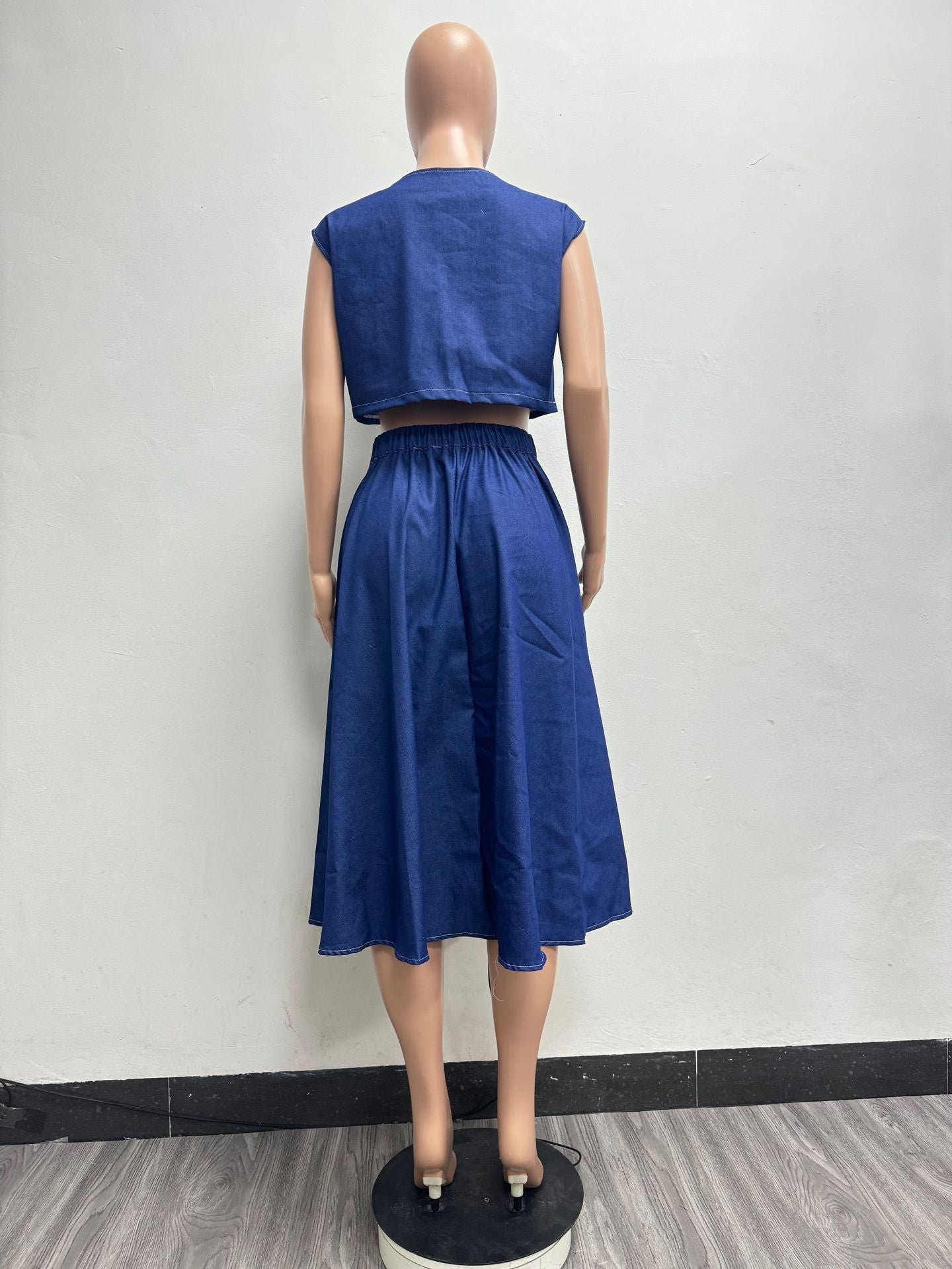 Women Casual Sexy Top and Skirt Denim Two Piece Set 4