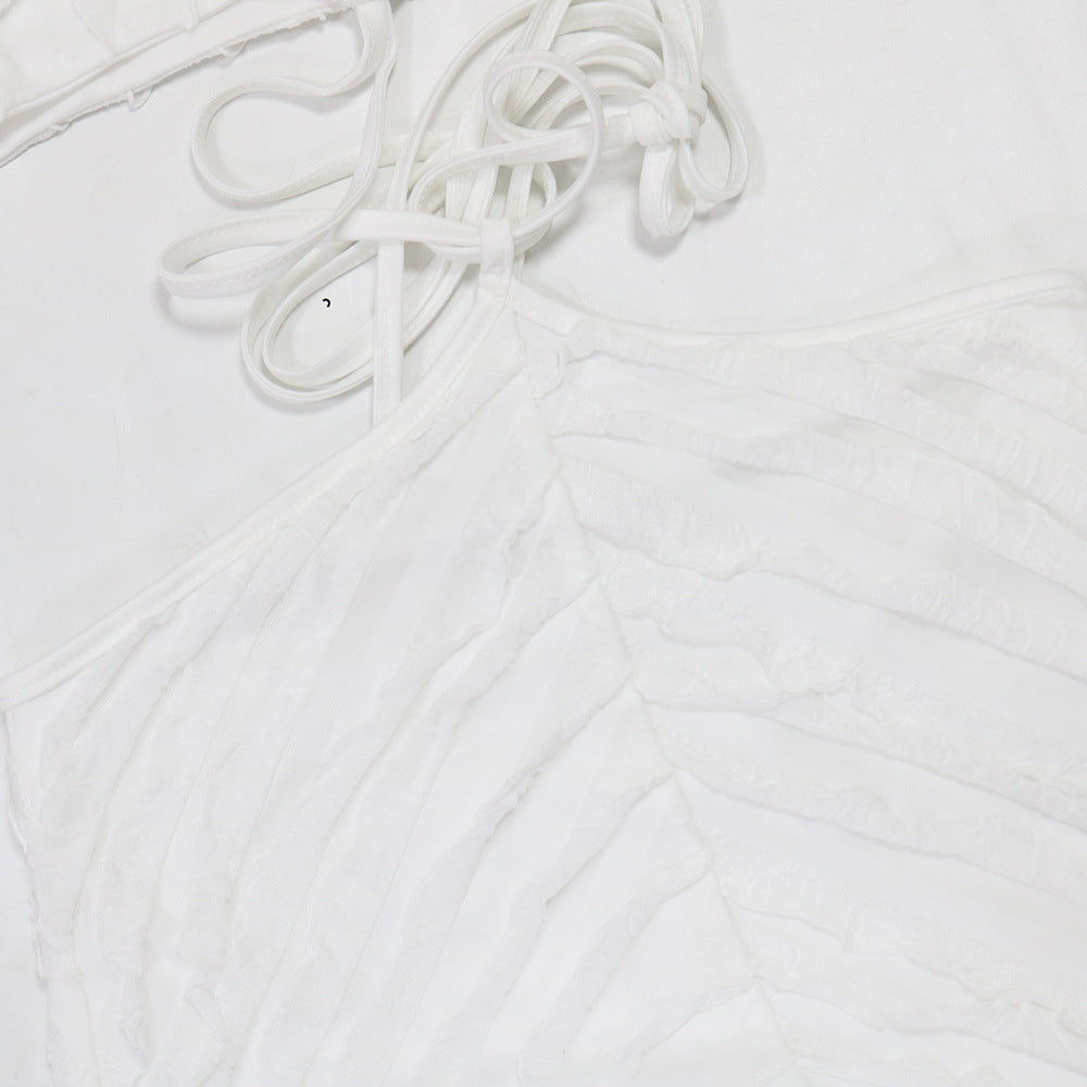 Women Sexy Halter Neck Lace Hollow Dress 17