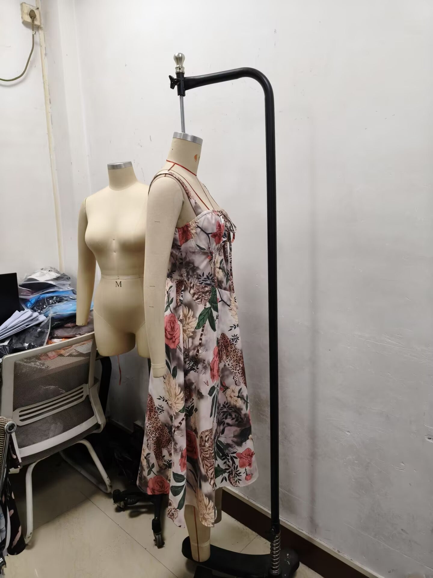 Women Sexy Slit Elegant Printed Strap Dress 8