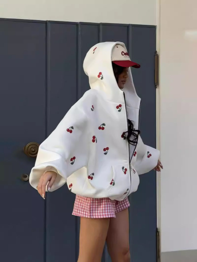 Women cherry print Hoodies 7