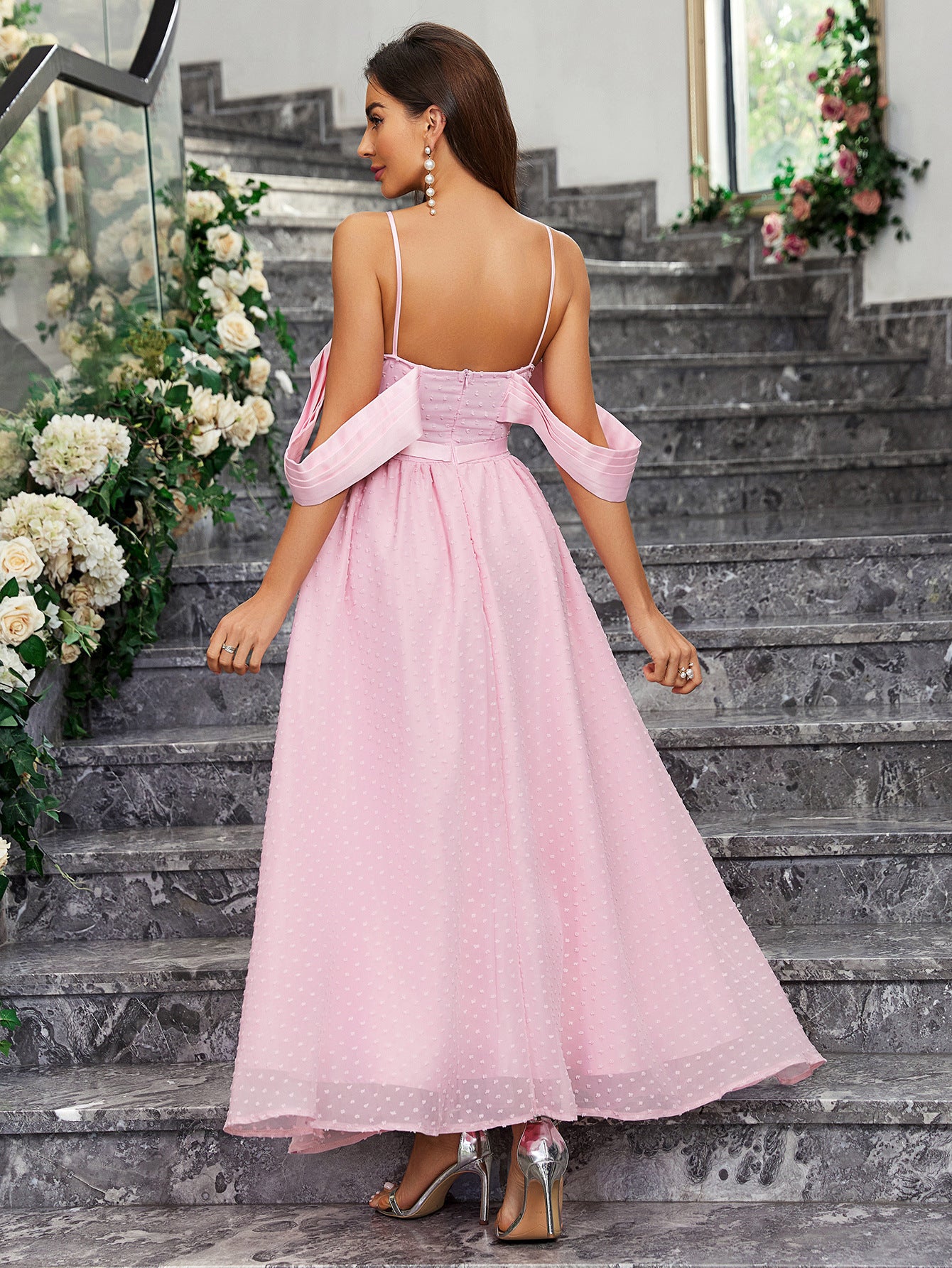 Spring Chic Elegant Strapless Solid Color Slim Low Back Long Women's Evening Dress 3