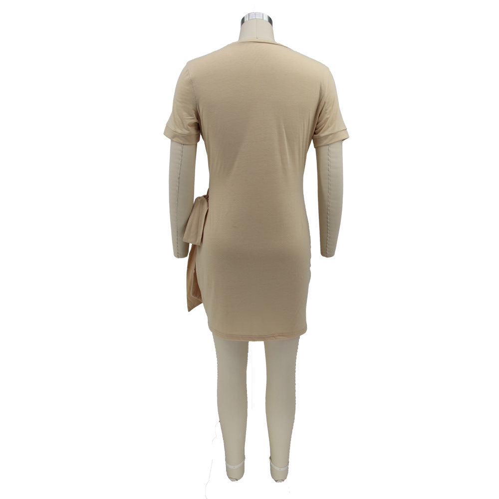 Spring Summer Slim Fit Sexy Tied Pleated Women's Dress 11