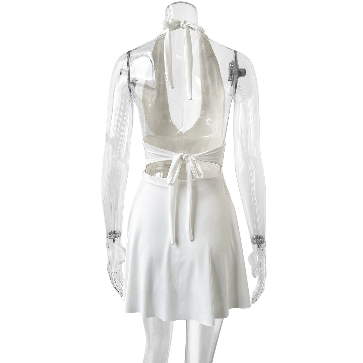 Women lace-up V-neck sexy backless pleated lace-up dress 13