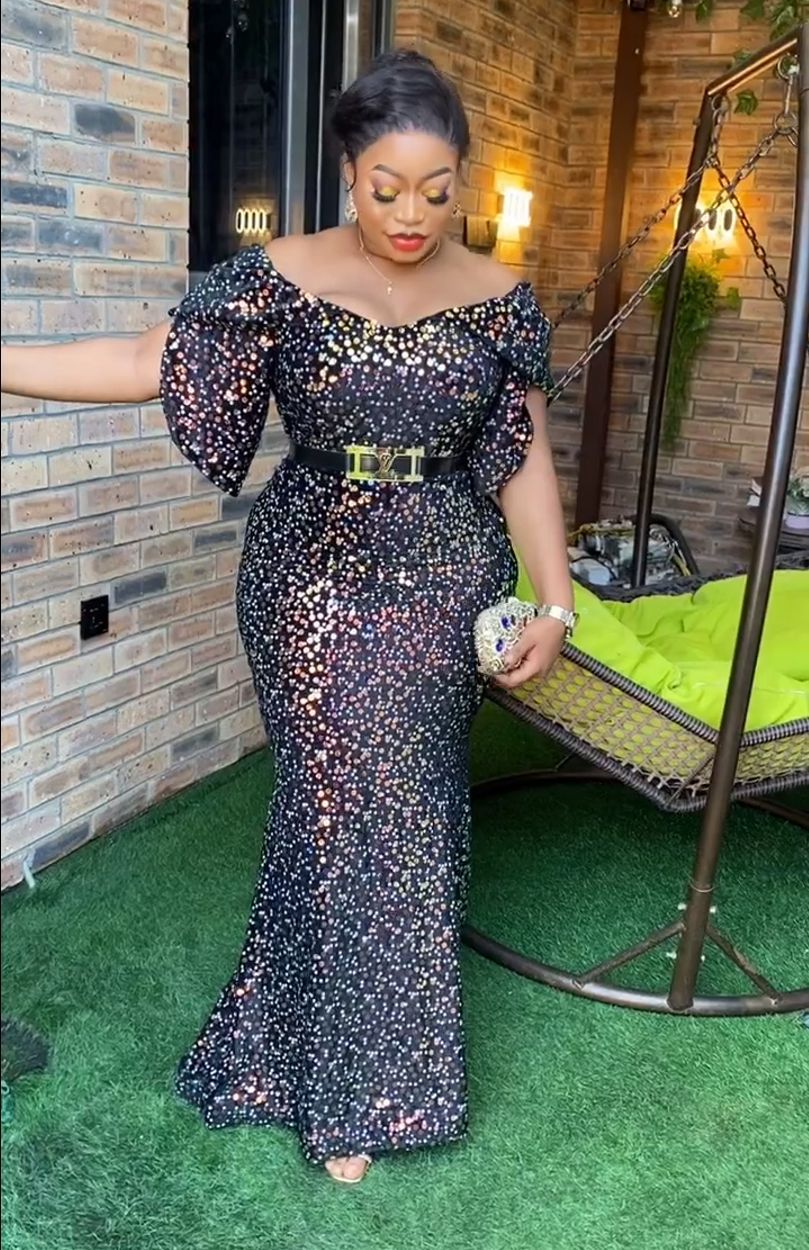 African Women's Clothing Plus Size Formal Party Dress Sequined Sexy Slim Dress