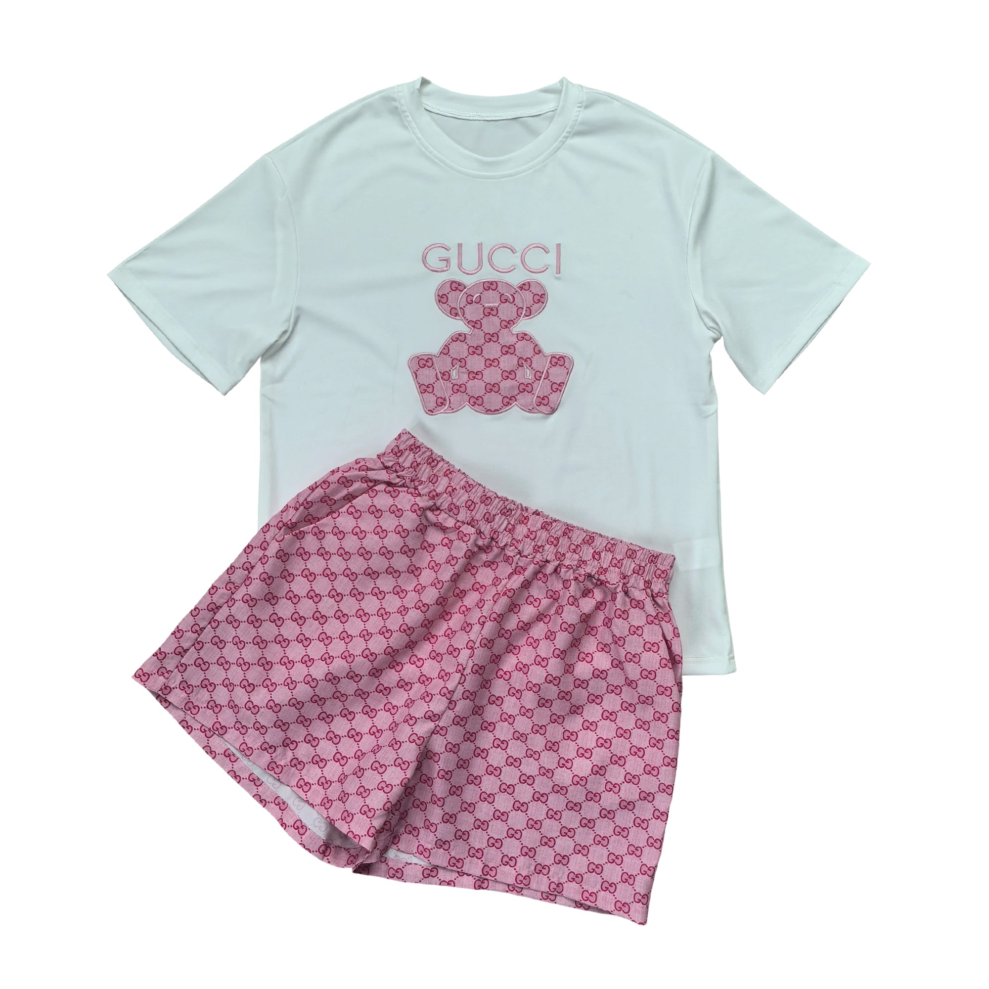 Women's Summer Embroidered & Printed Short-Sleeved Shorts Set 7