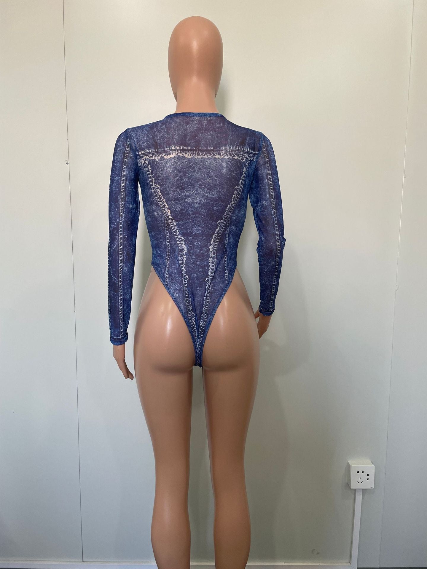 Women Mesh Bodysuit and Print Skirt two-piece set 13