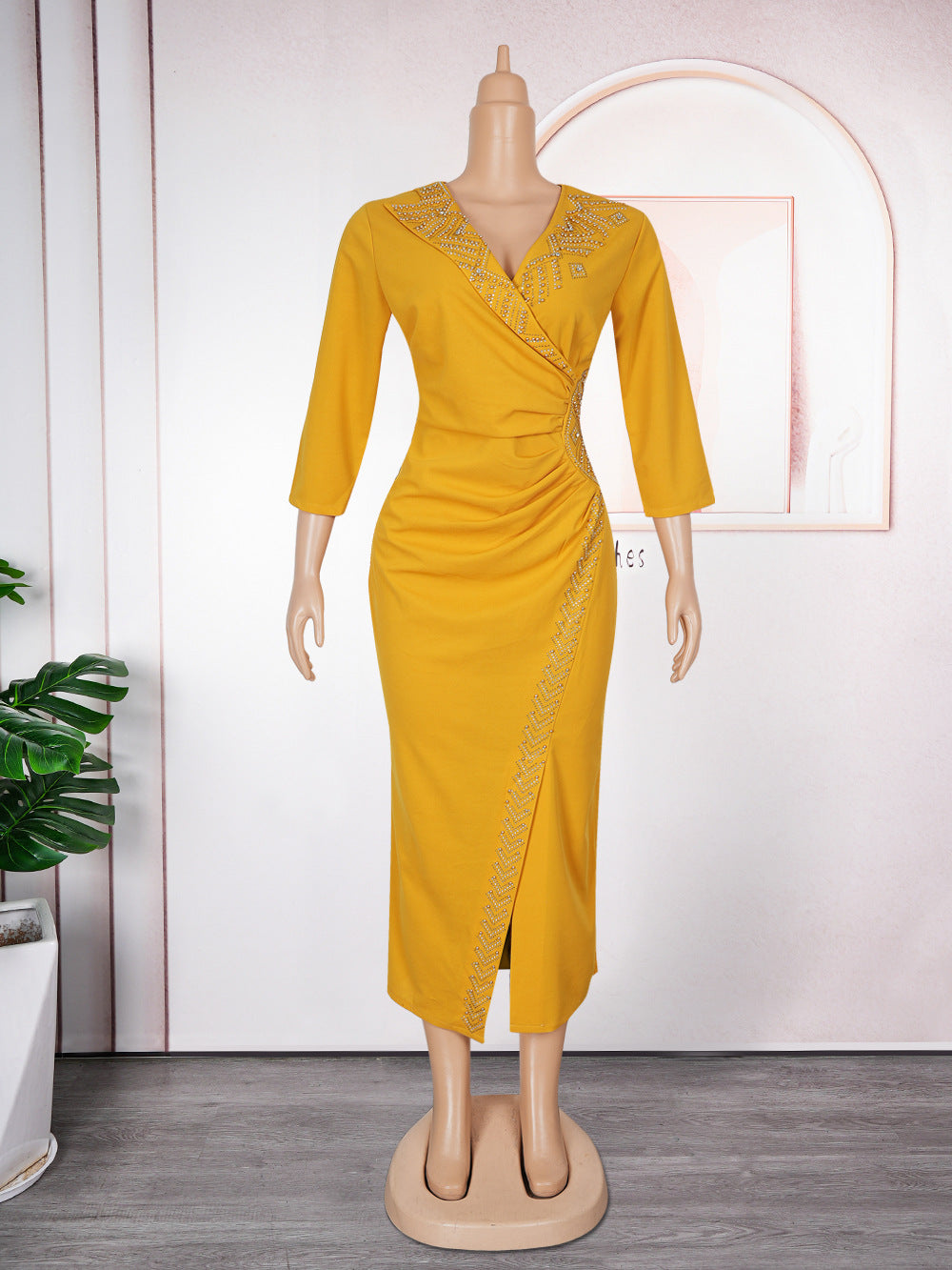 Plus Size African Women Elegant Studded Bodycon Dress 11