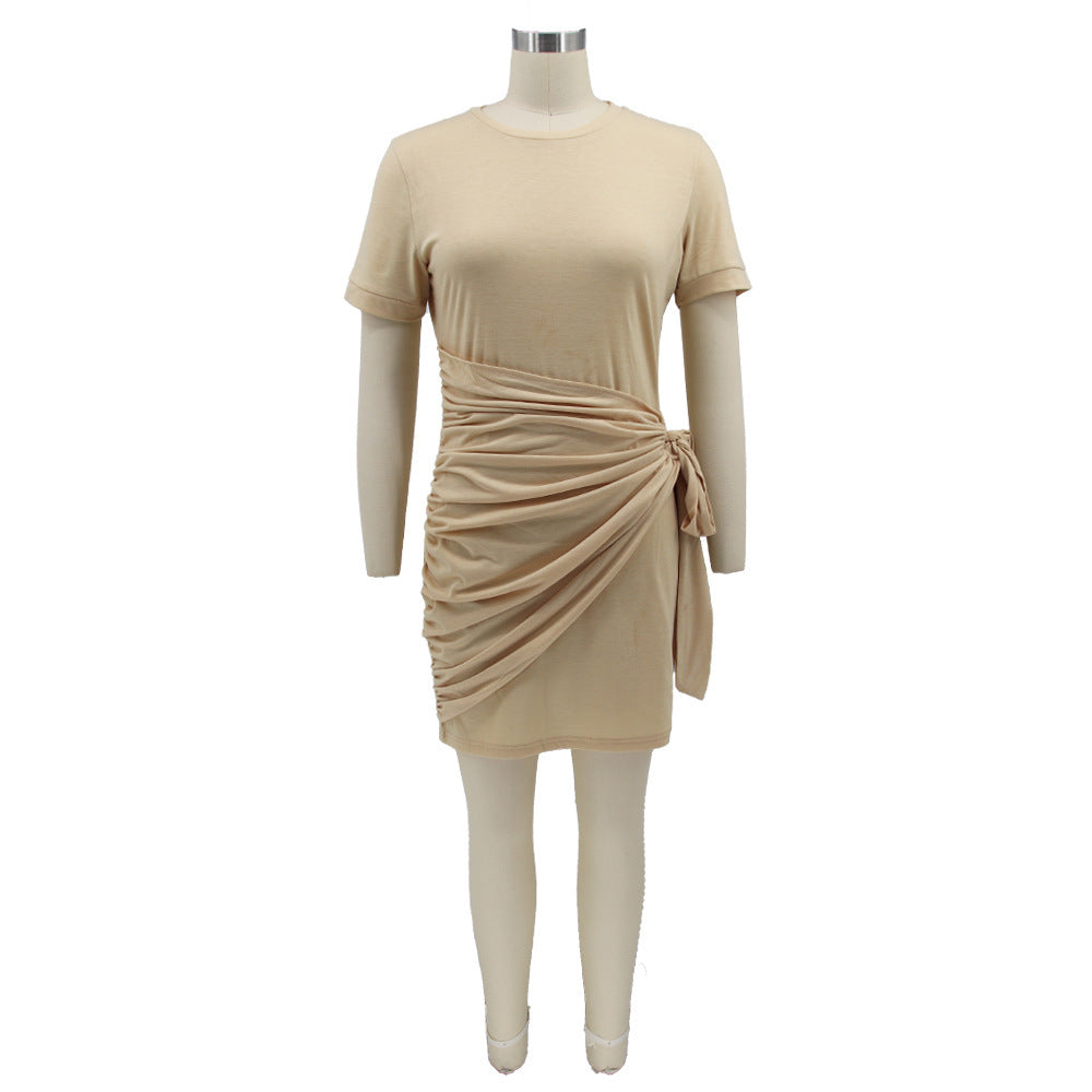 Spring Summer Slim Fit Sexy Tied Pleated Women's Dress 9
