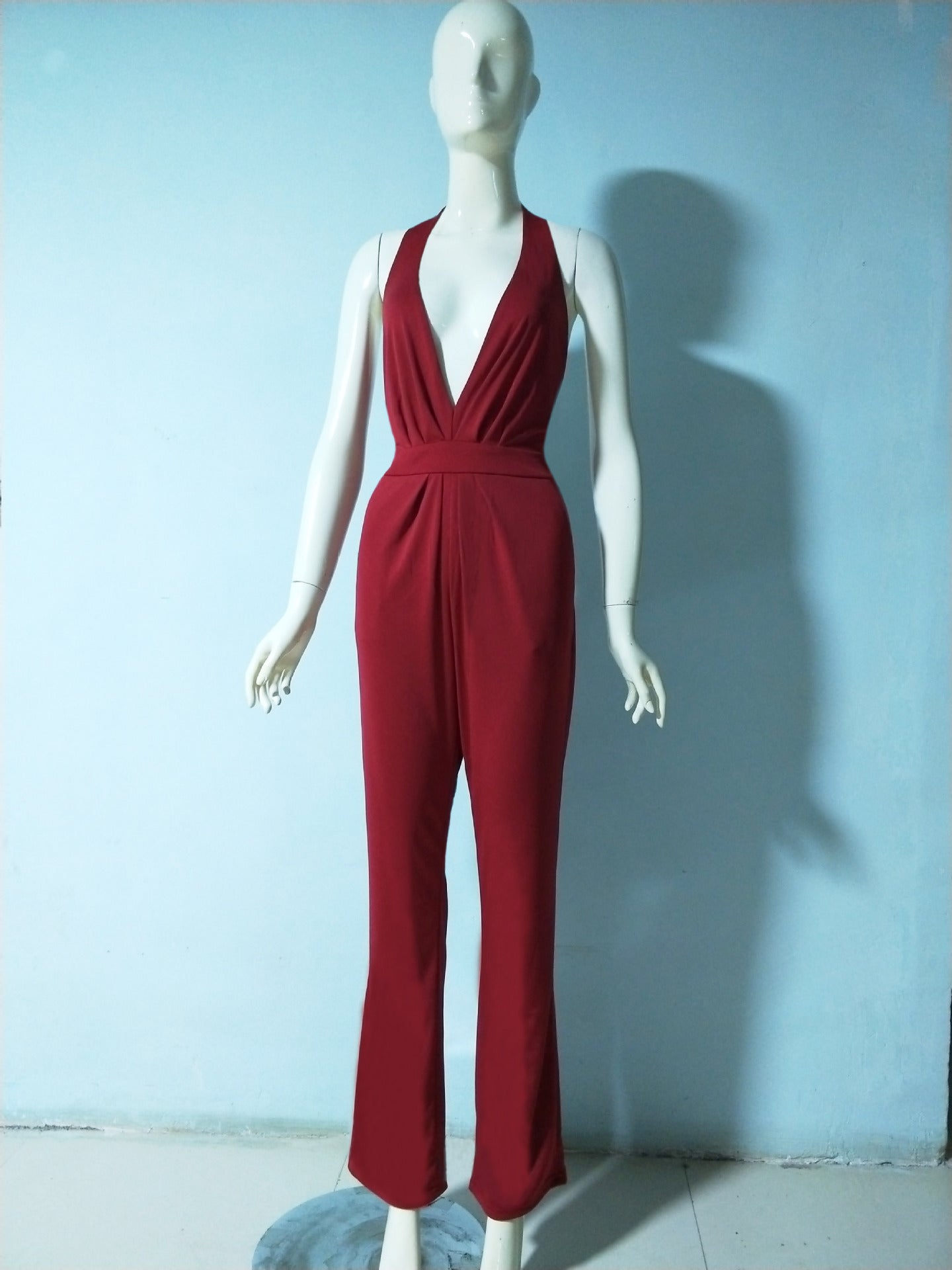 Women Sexy Sleeveless Halter Neck Loose Jumpsuit 28