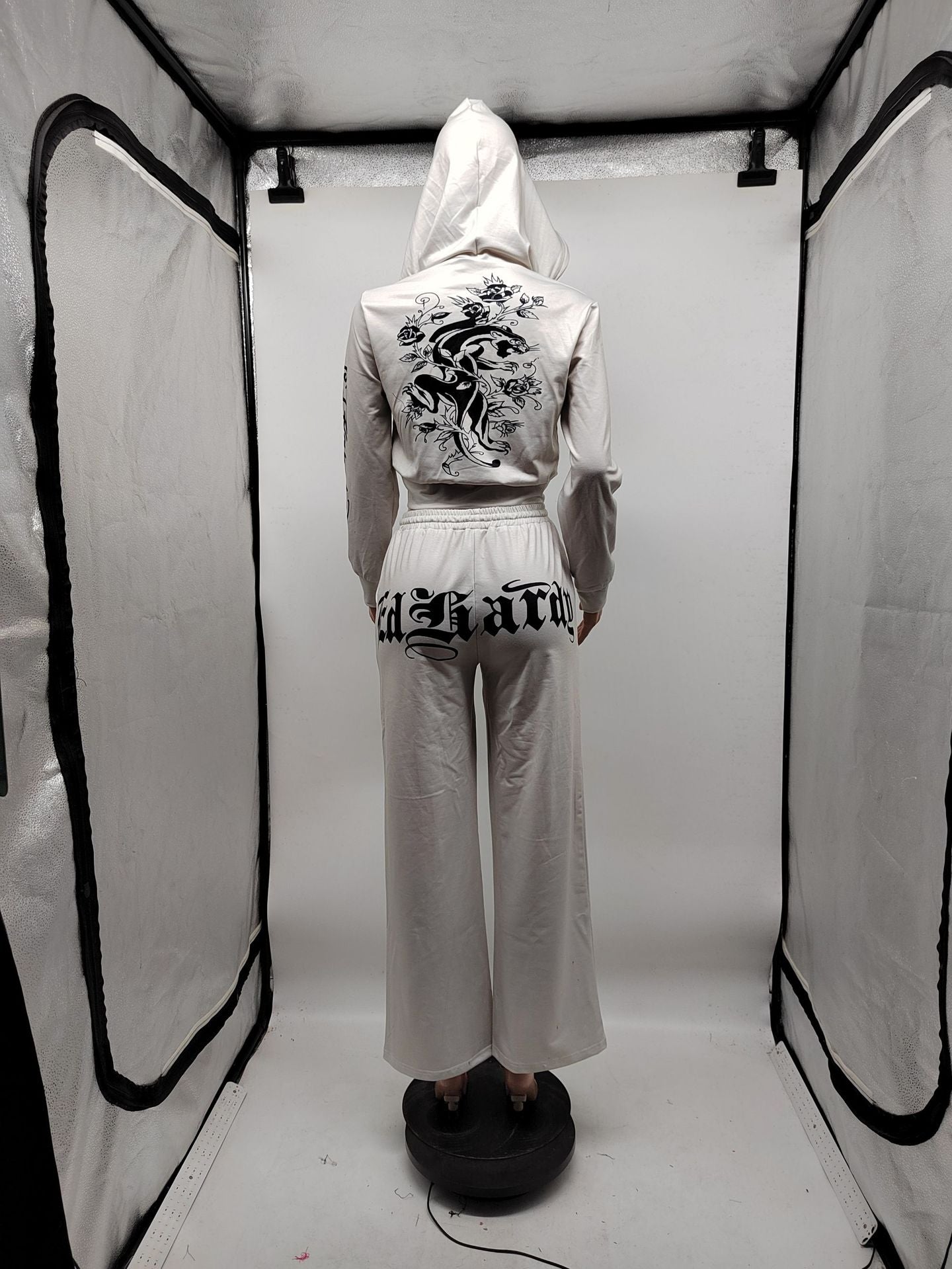 Women Autumn Casual Zipper Printed Top and Pant Two-piece Set 10