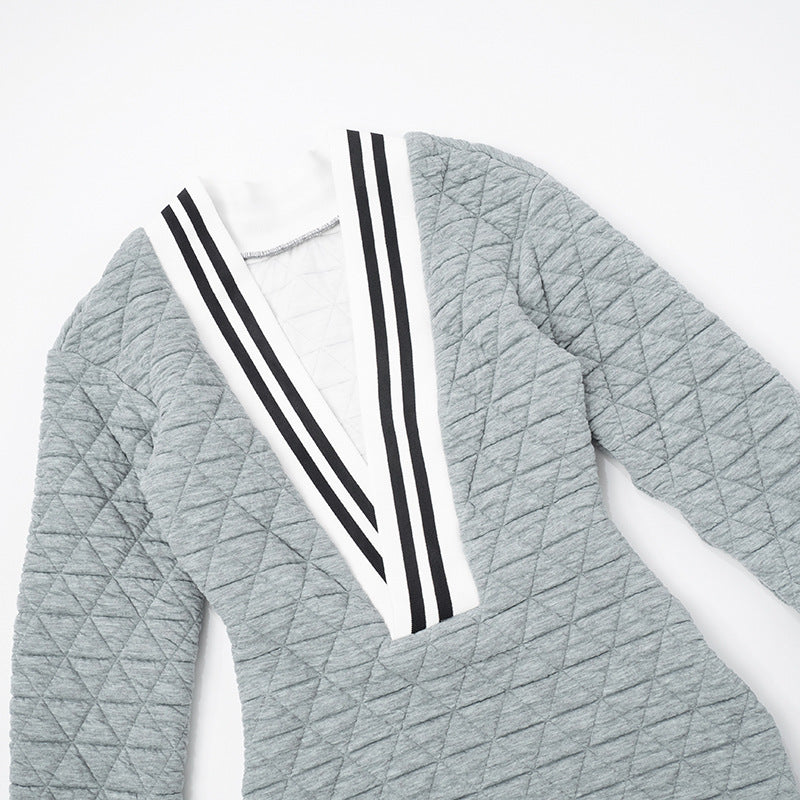 Women Sexy V-Neck Long-Sleeved Bodycon Dress 10