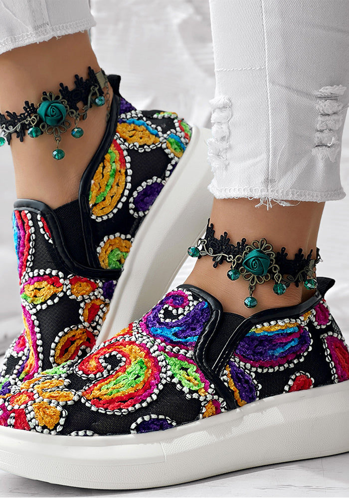 Multi-Color Mesh Platform Casual Flat Shoes