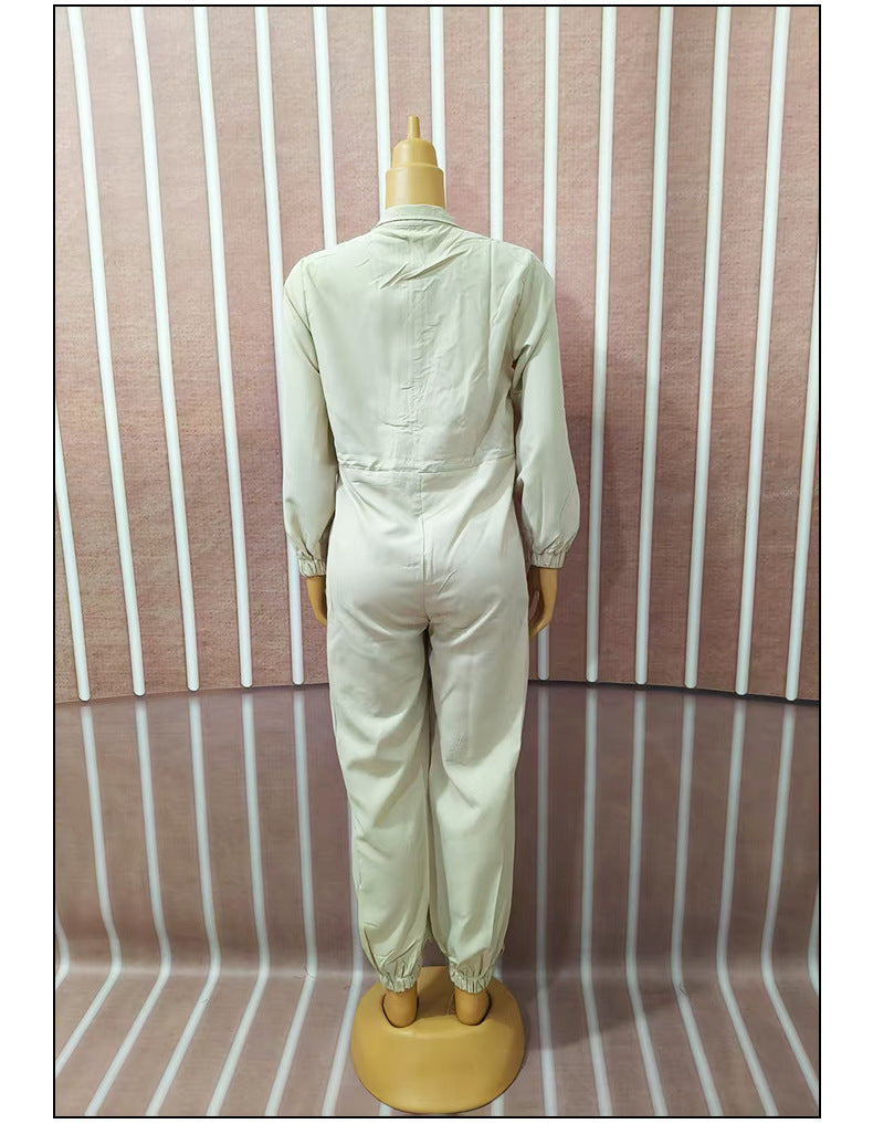 Plus Size Women Fashion Solid Pocket Sexy Jumpsuit 6