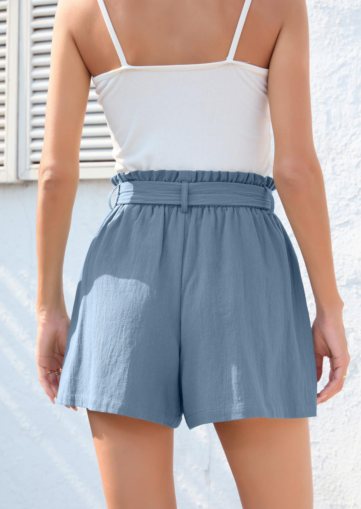 Women's ruffled tie waist summer shorts with pockets 8