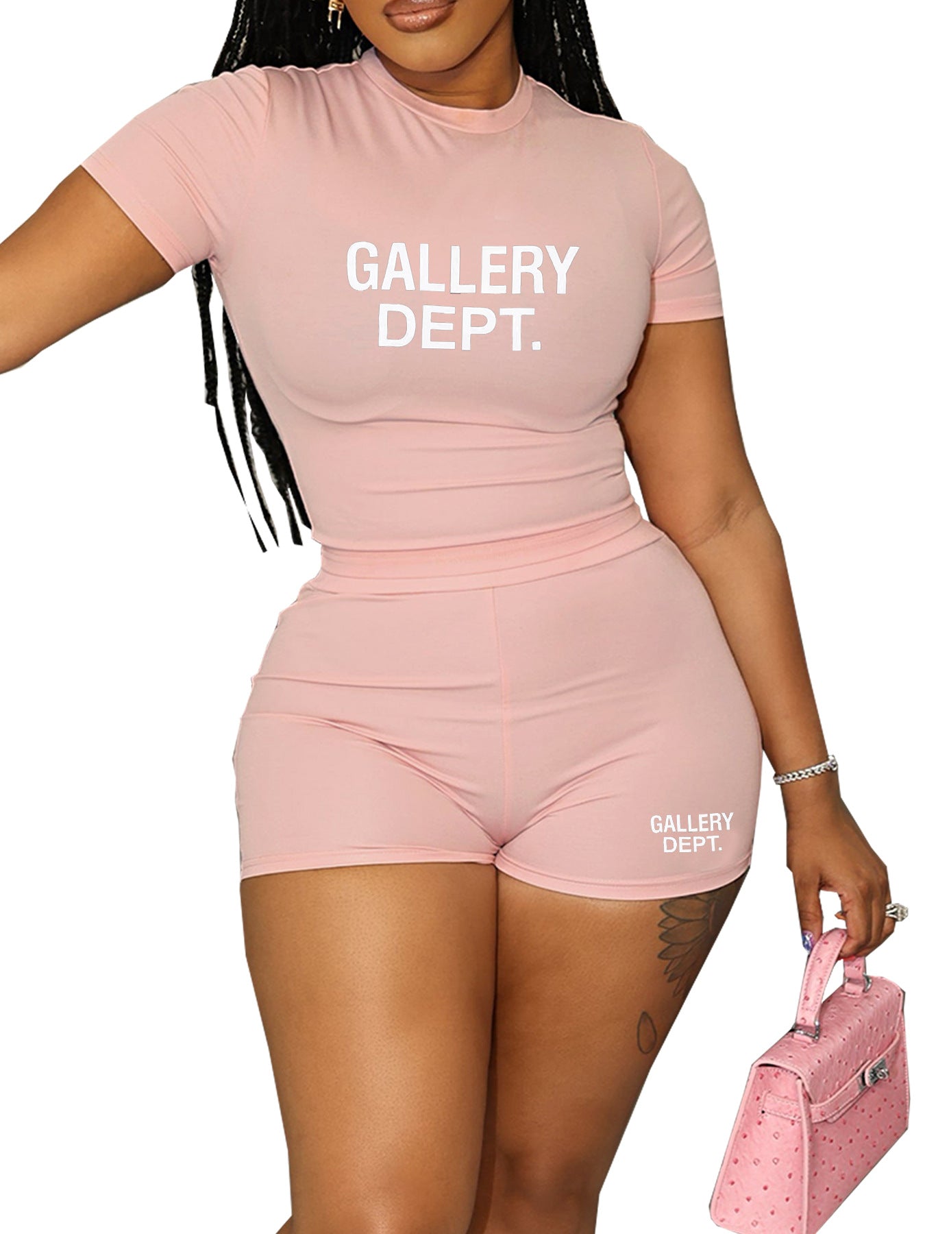 Women candy color Casual short-sleeved top and shorts two-piece set 11