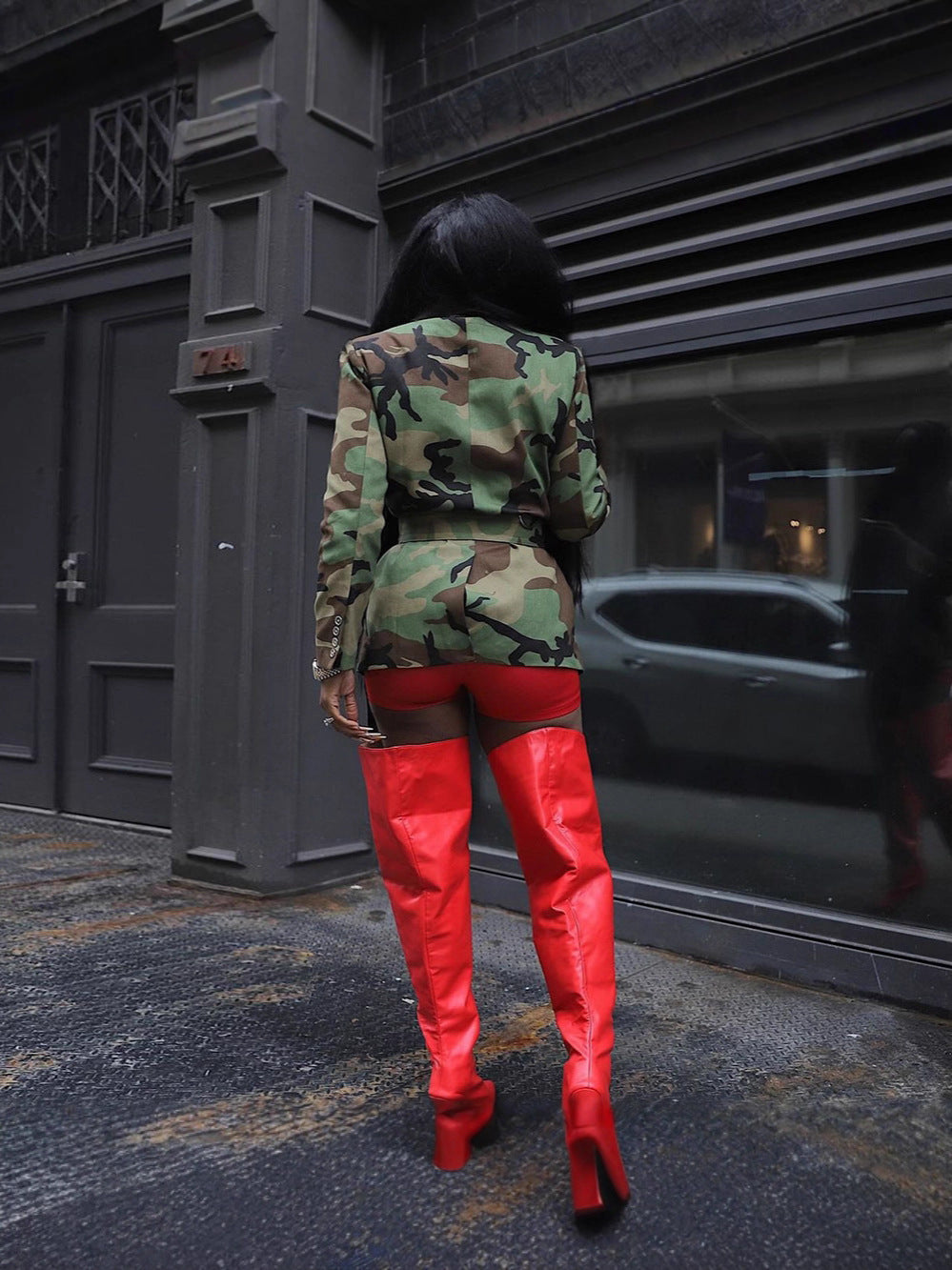 Women Autumn/Winter Camouflage Belted Jacket 3