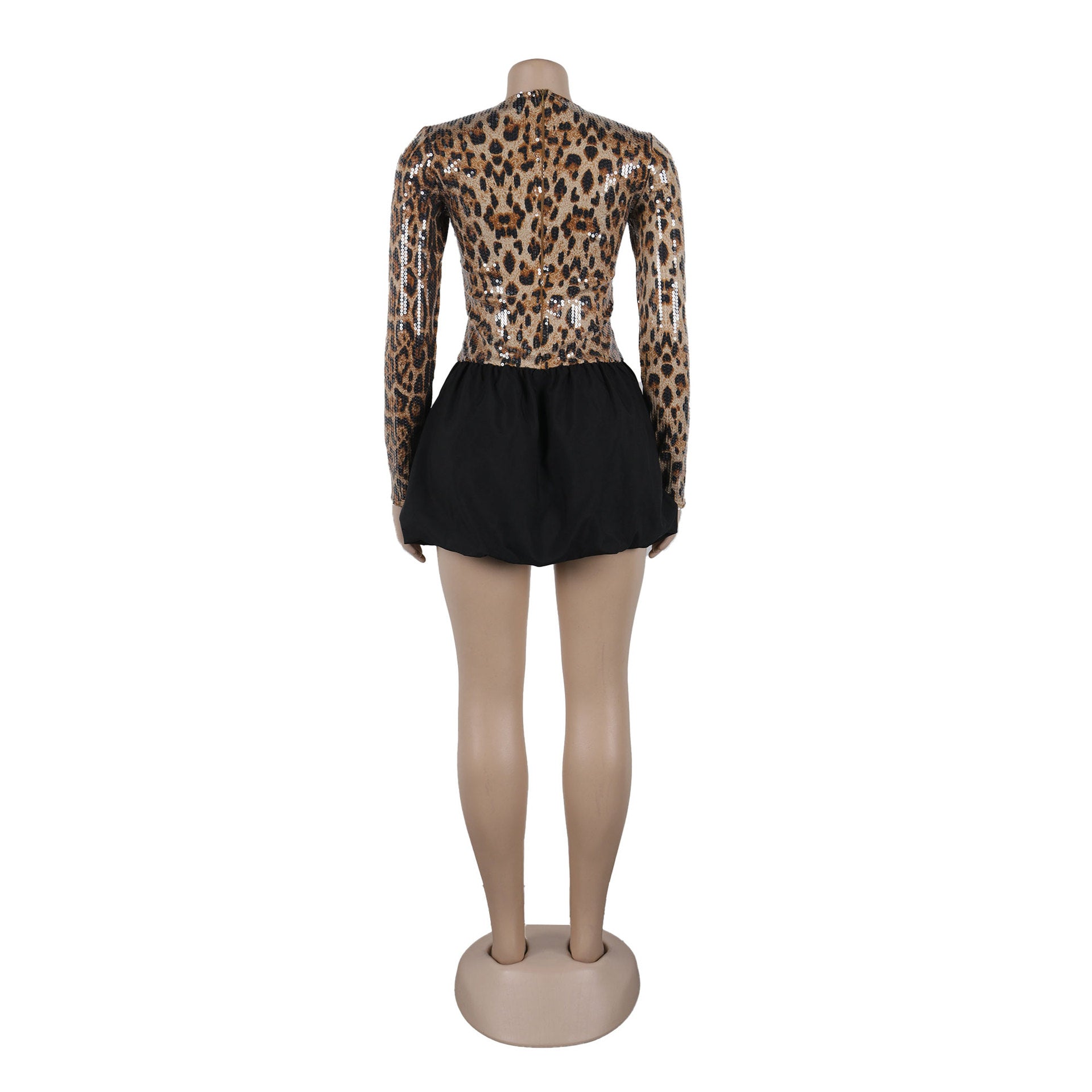Women sexy sequins leopard sequins patchwork contrast color tutu skirt 6