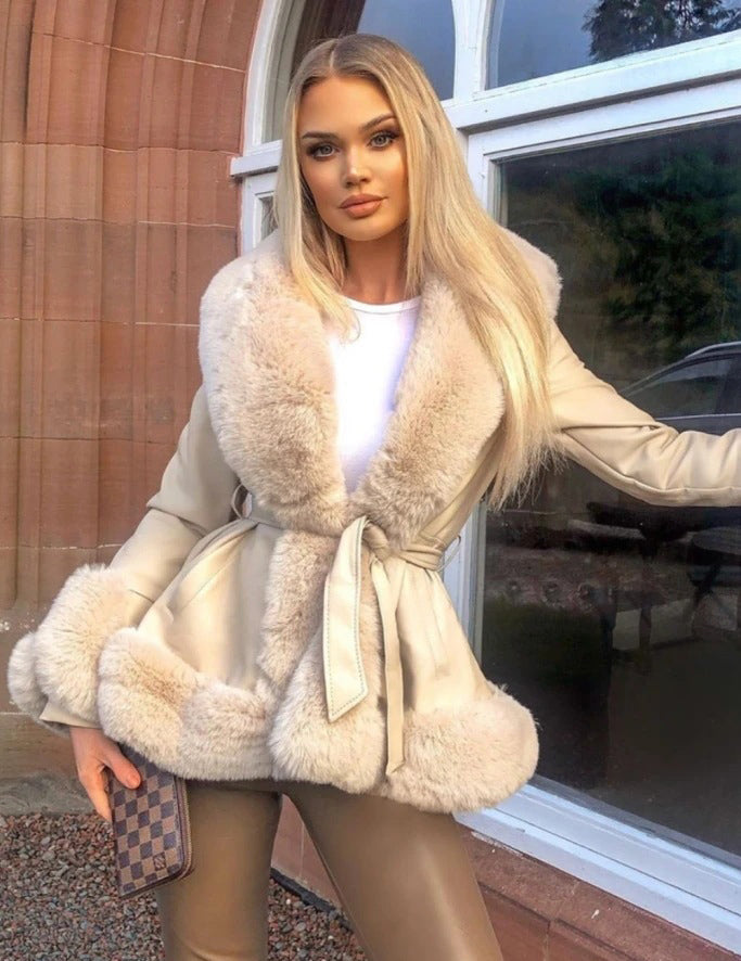 Women winter furry Faux warm jacket 4