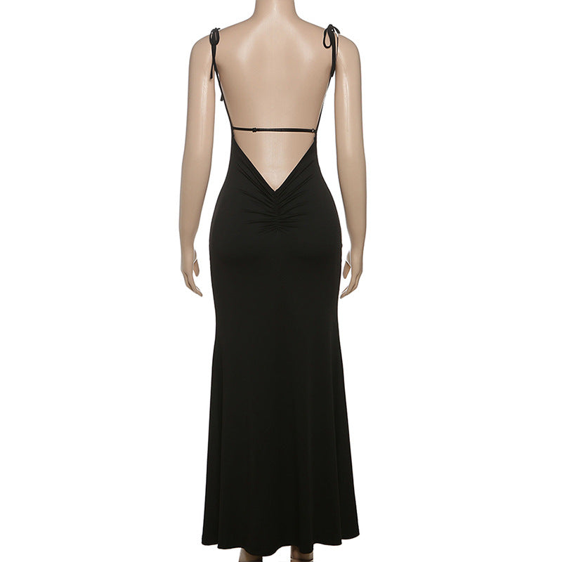 Summer Women's Chic Sexy Tie Low Back Strap Bodycon Dress 6