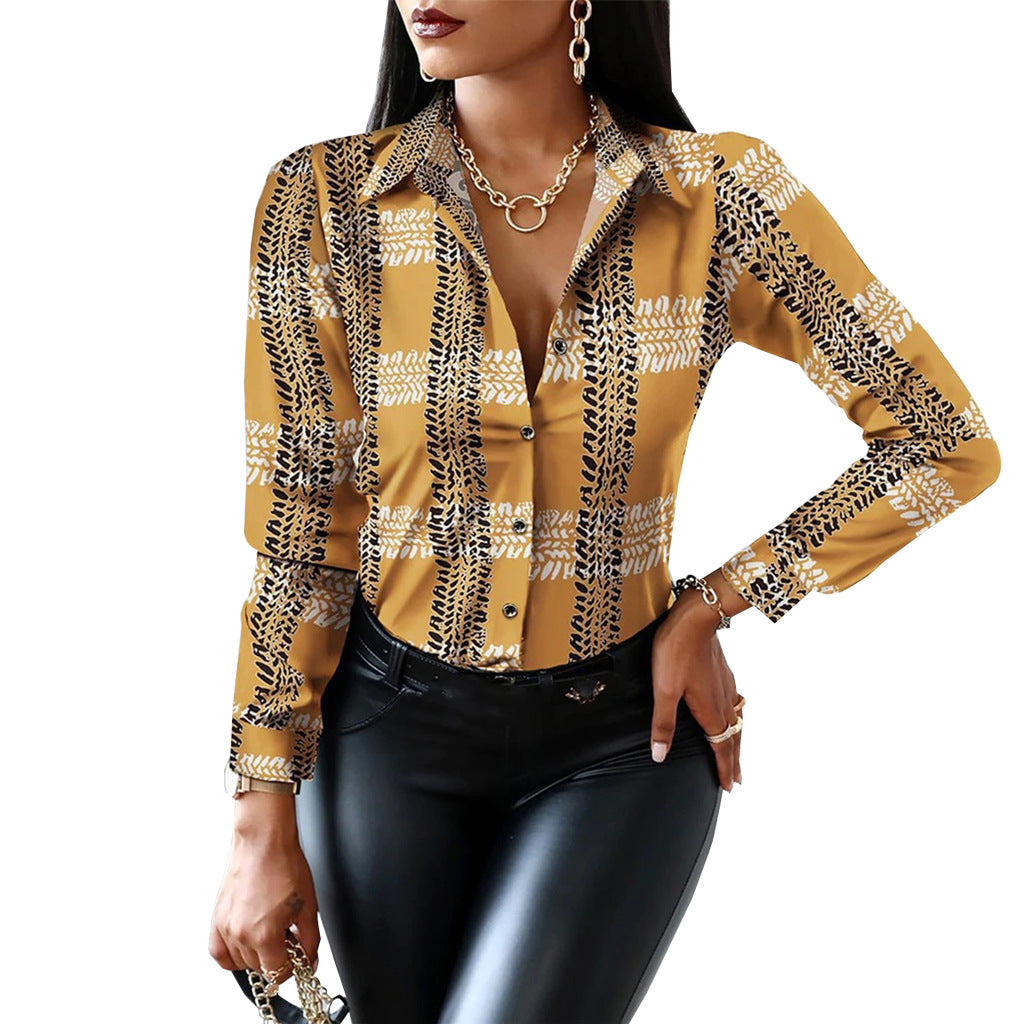 Sexy Fashion Printing Multi-Color Women's Shirt Dress 4