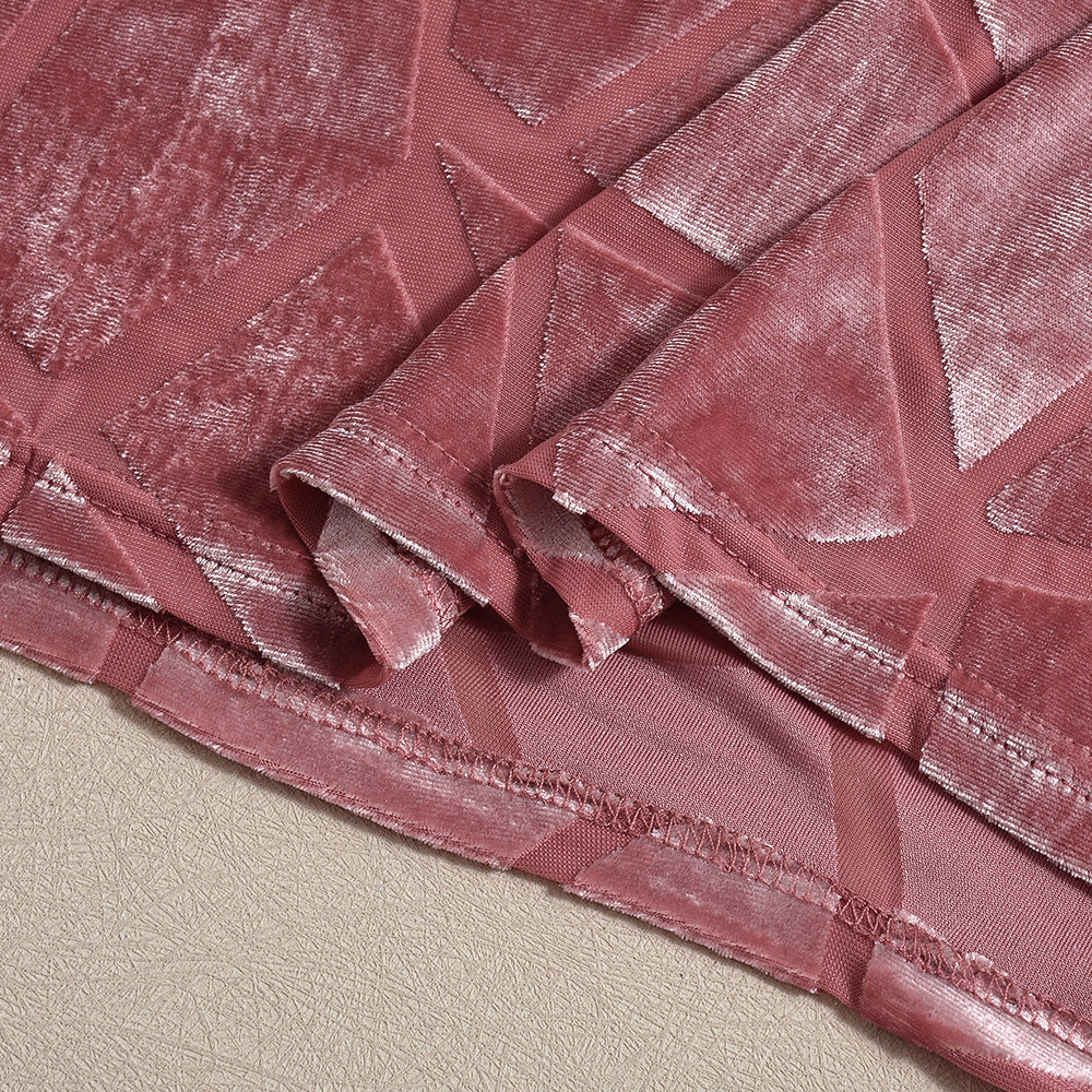 Spring Fashionable Round Neck Long Sleeve Flocking Sexy Bodycon Dress 9