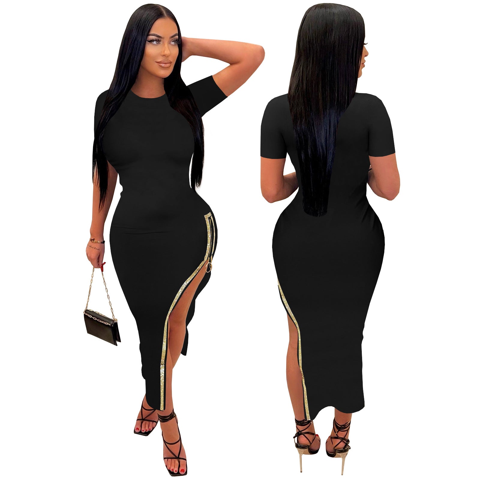 Women Side Zip Beaded Dress 4