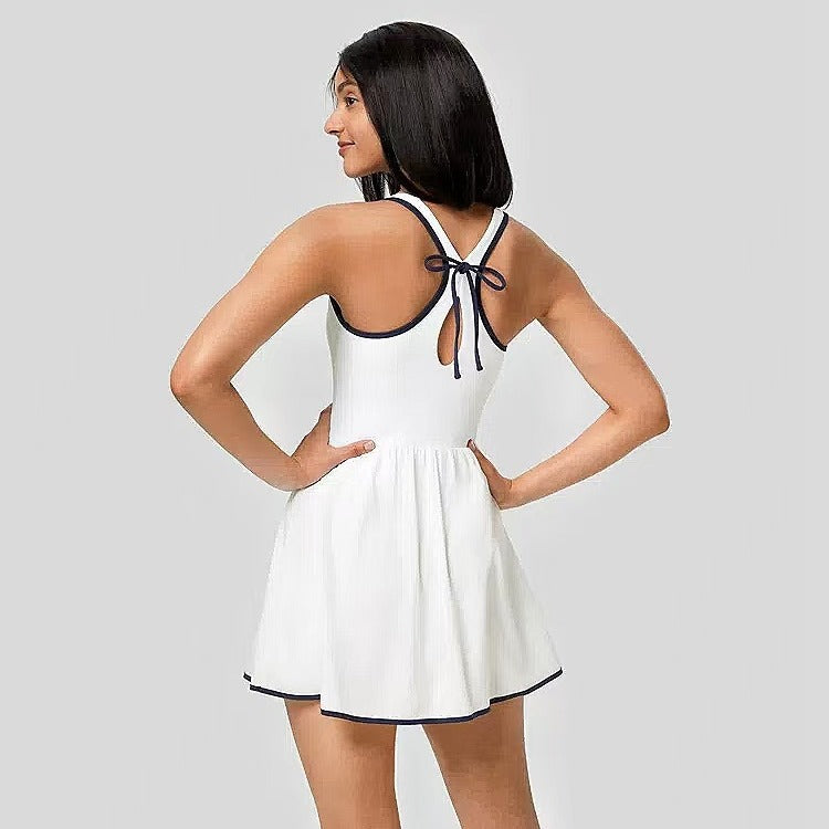 Women tennis sports skirt sleeveless bow dress 5