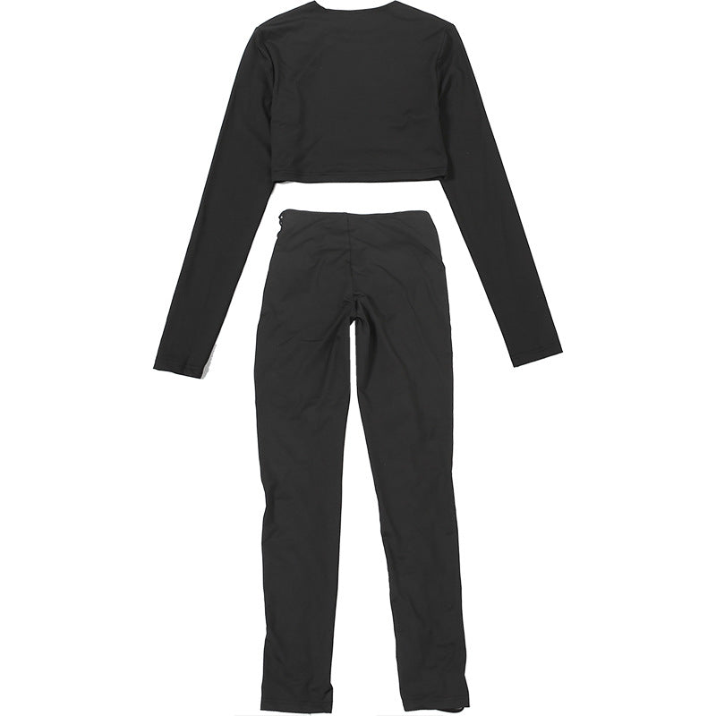 Women Fall/Winter Long-Sleeved Sexy Cutout Lace-Up Pants Two-Piece Set 27