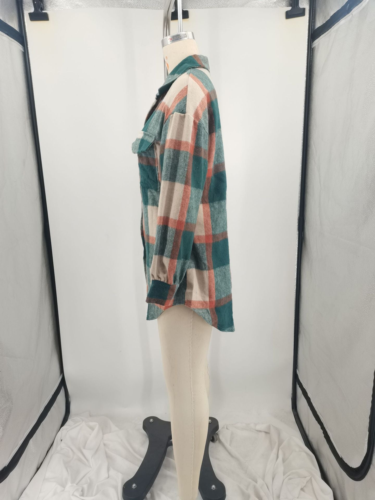 Women Autumn and Winter Loose Plaid Shirt 14