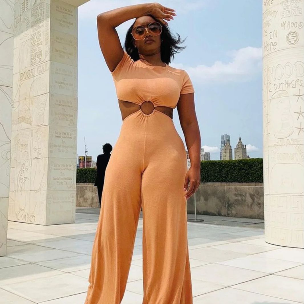 Sexy Patchwork Low Back Slim-Fitting Jumpsuit