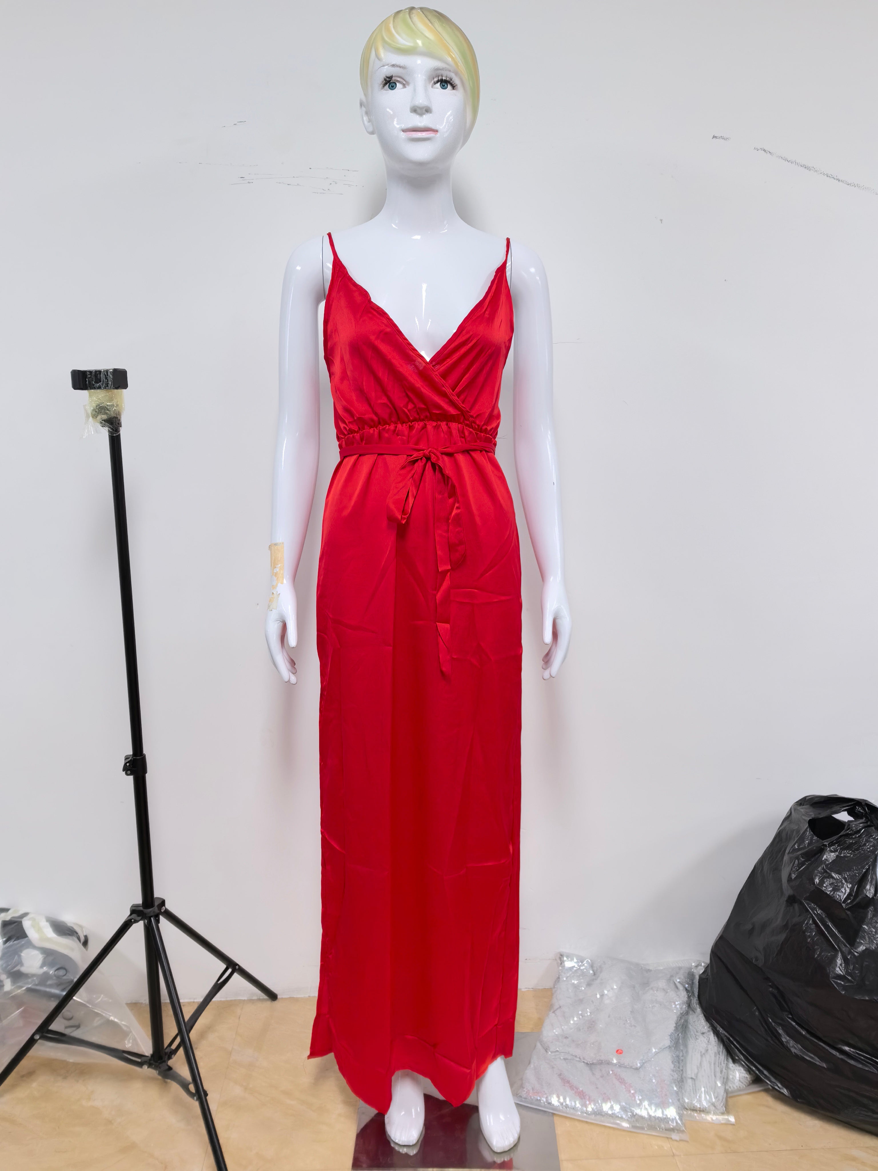 Summer Women sexy v-neck Strap slit dress 17