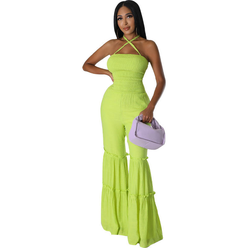 Women's Summer Halter Straps Casual Low Back Fashion Jumpsuit 7