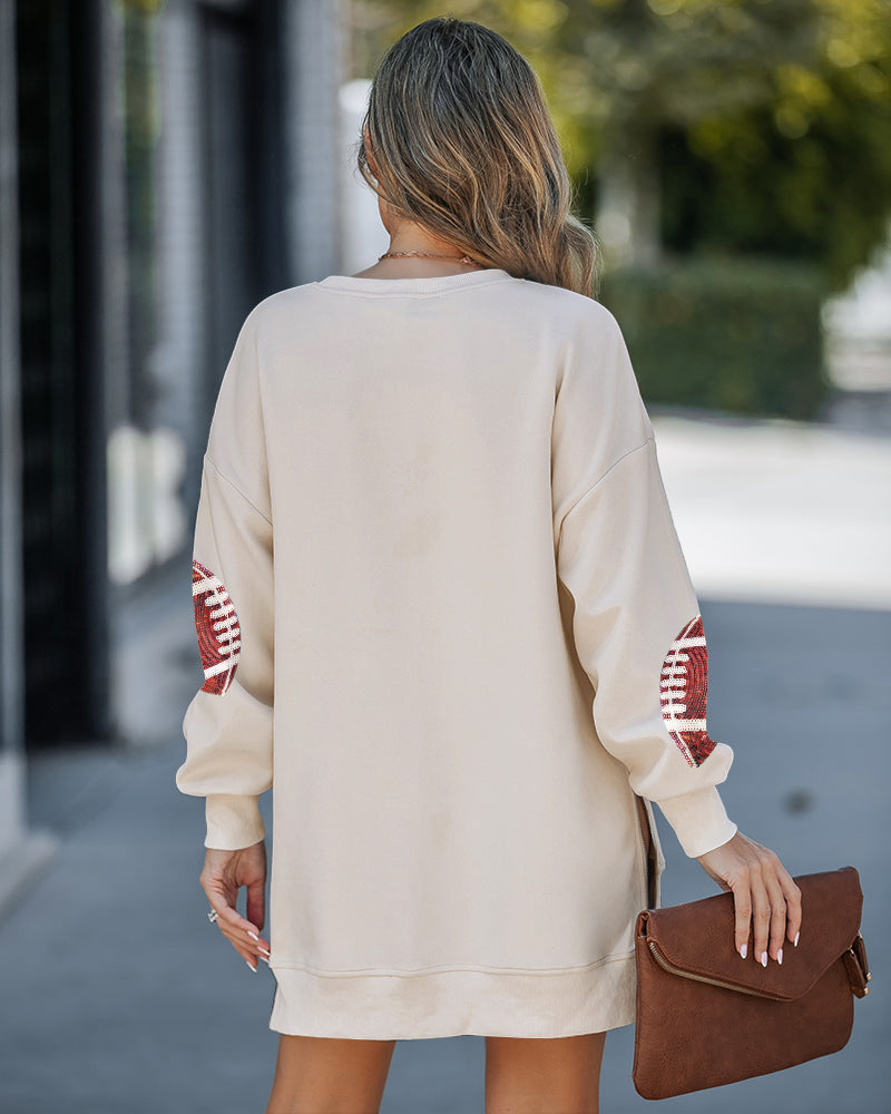 Women zipper round neck print dress