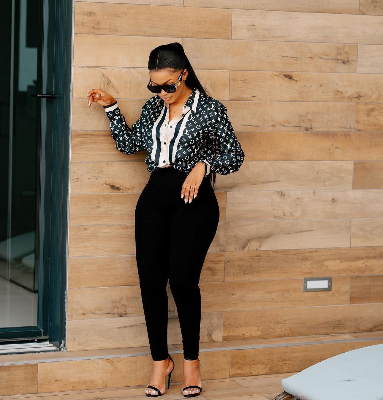 Women summer and autumn fashion classic casual printed shirt 9