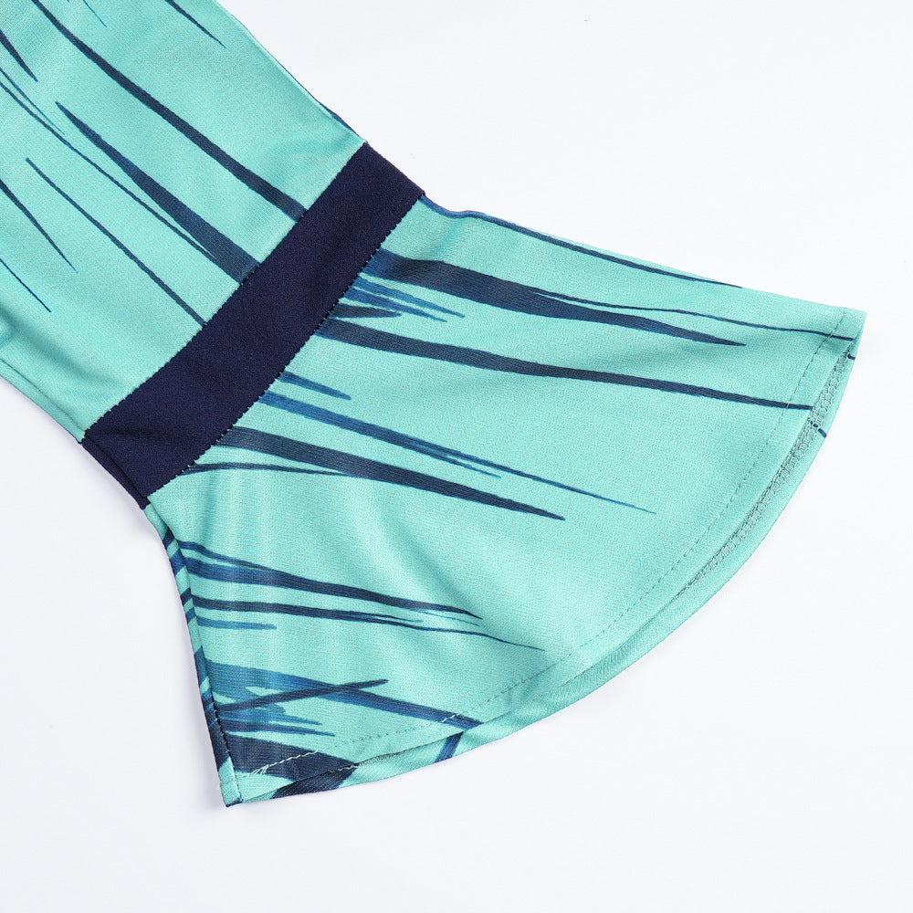 Plus Size African Dress Women High Waist Fashion Round Neck Printed Pleated Dress 22