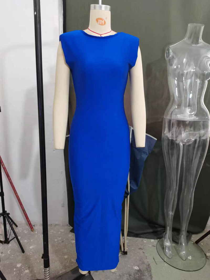 Summer Women's Sexy Tight Fitting Low Back Hollow Trend Chic Slim Waist Long Dress 16