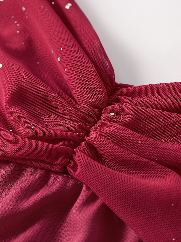 High-Low Slit Low Back Mesh Fishtail Dress 8