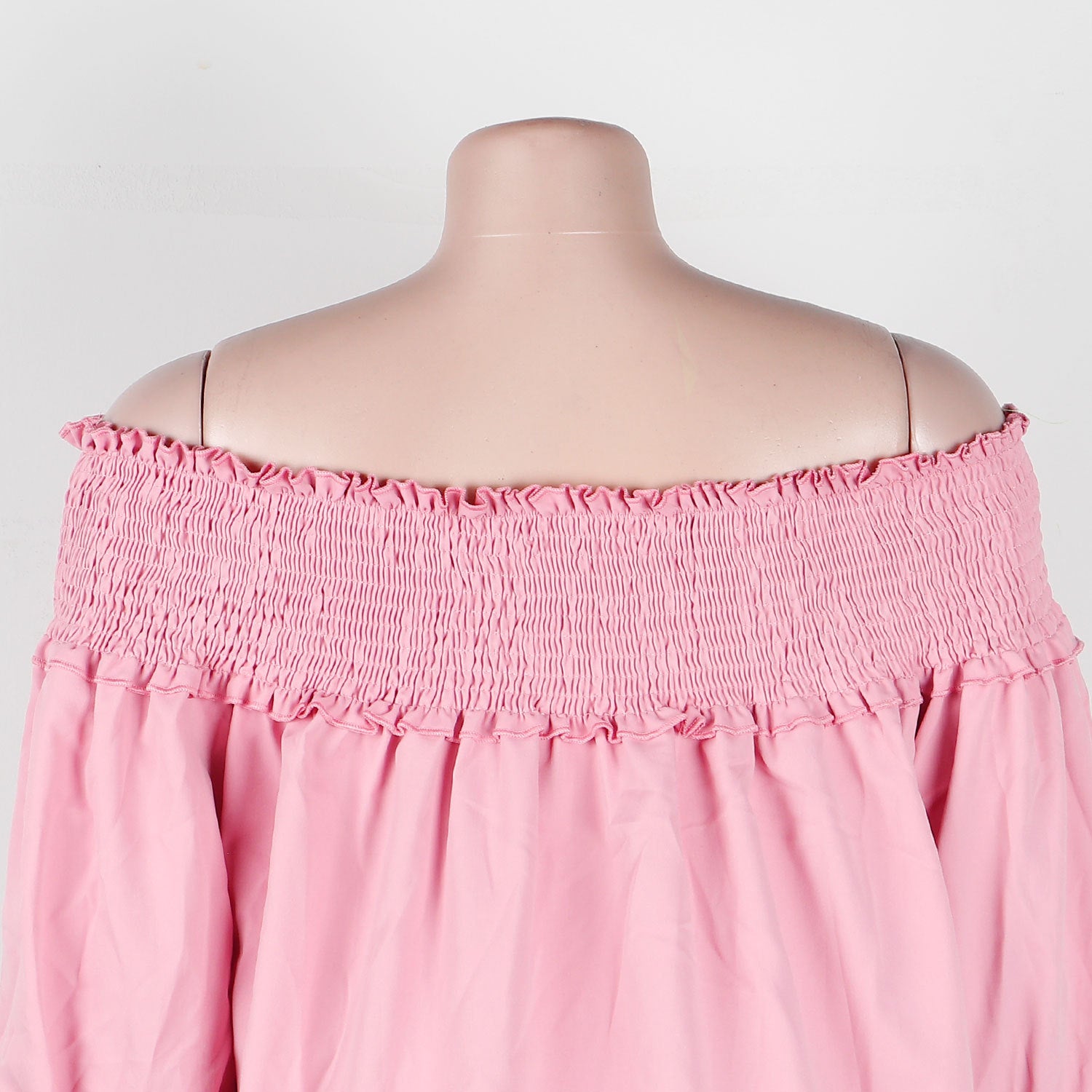 Summer Solid Off Shoulder Ruffled Long Sleeve Loose Casual Dress 15