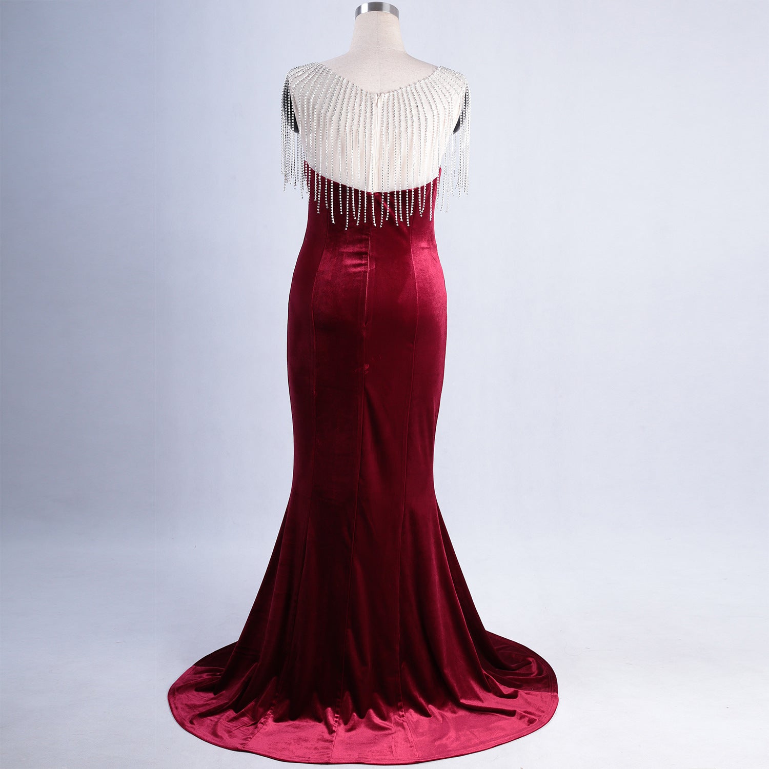diamond chain velvet evening dress Formal Party long slim and elegant mermaid Prom Dress 39
