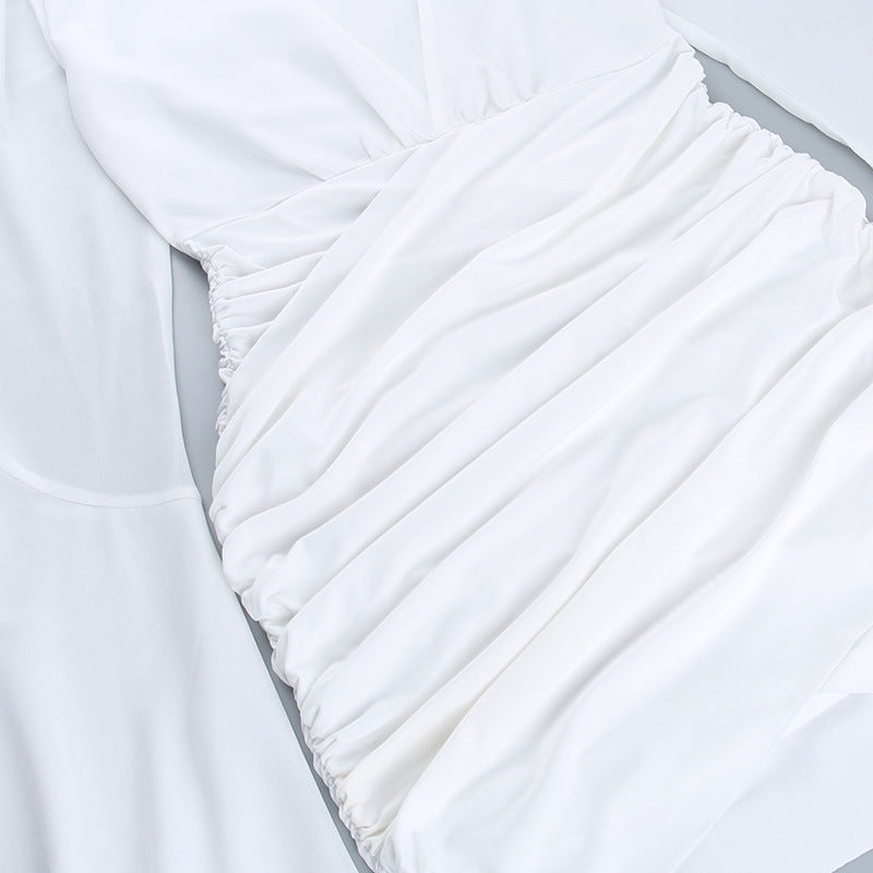 Spring Chic Fashion Deep V Bell Bottom Long Sleeve Bodycon Dress 14