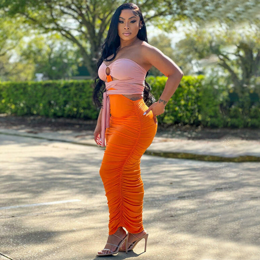 Women Summer Irregular Color Contrast Dress 4