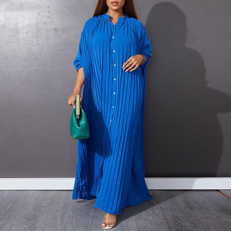 Plus Size Women Summer Loose Casual Pleated Dress 6