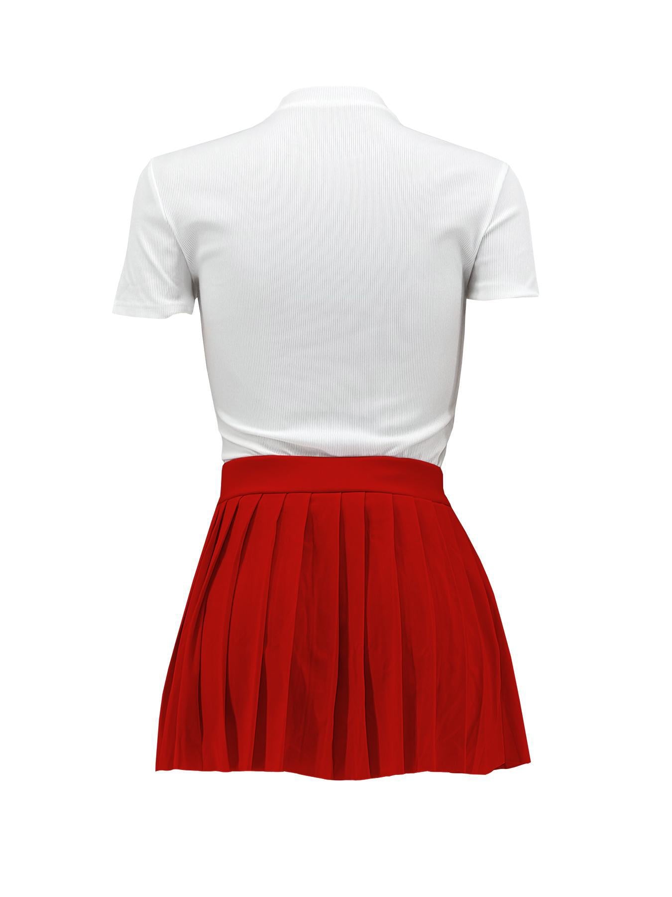 Women Casual Top and Pleated Skirt Two-piece Set 27