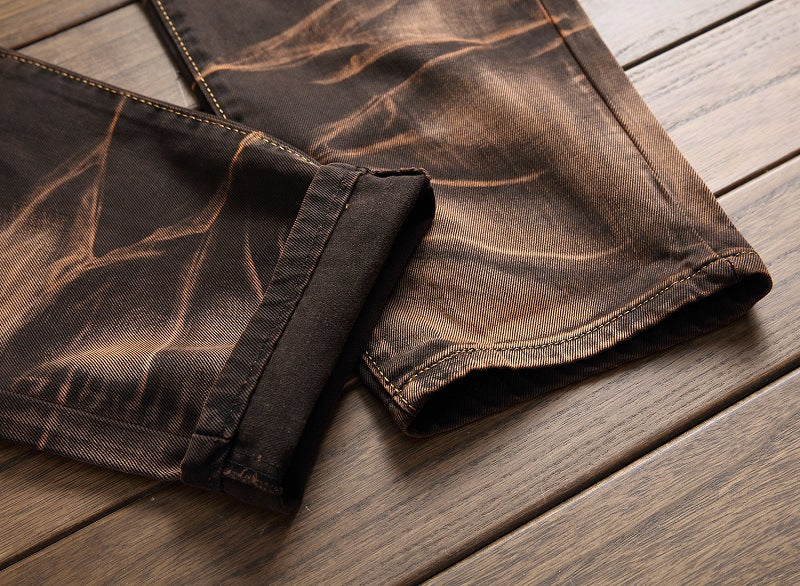 Men Vintage Denim Straight Trousers 25