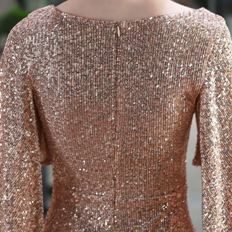 Autumn Formal Sequins Pink O-Neck Mermaid Evening Dress 7